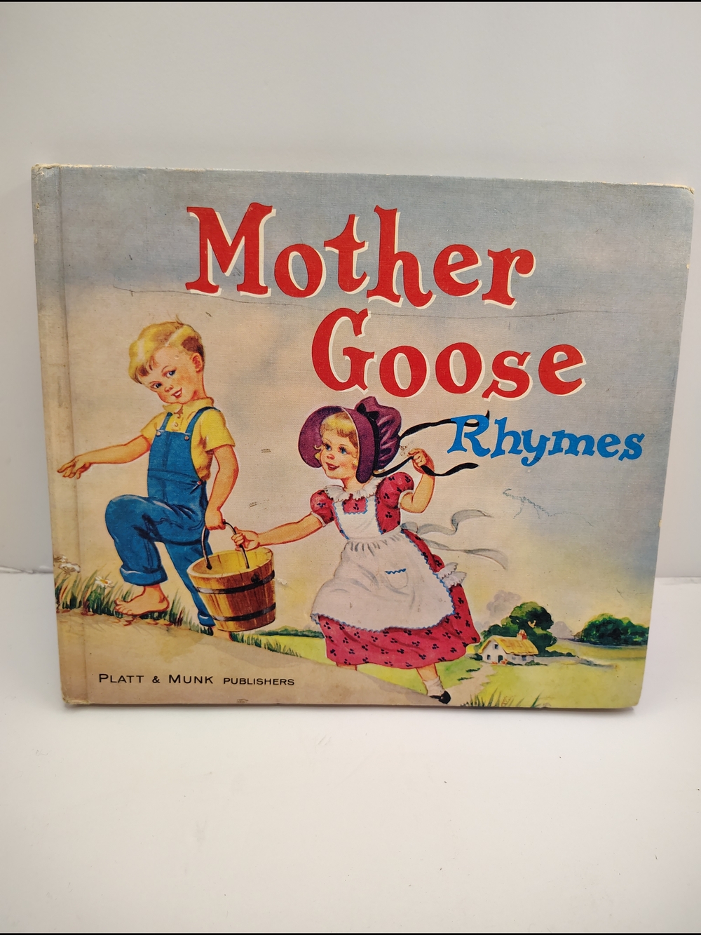 Mother Goose Rhymes Vintage Illustrated Children's Book - Red, Blue, Pink